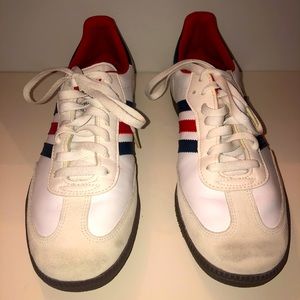 Men's ADIDAS SAMBA Sneakers/Athletic Shoes - Blue & Red Stripe | 8 1/2
